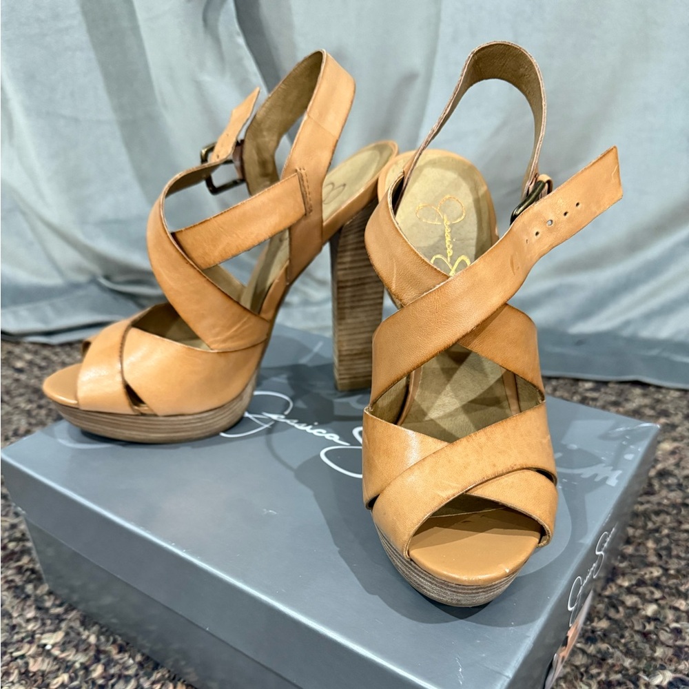 Jessica Simpson Tan Strappy Heels